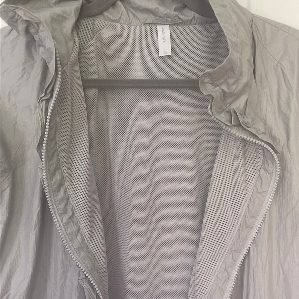 Gap Gray Ruffle Front Utility Jacket With Standin… - image 4